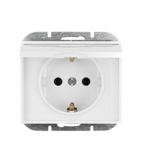 Onyx Gniazdo wtyczkowe pojedyncze p/t 2p+Z 16A, 250V, z klapką w kolorze wyrobu schuko PT-17 OH BIAŁY Abex 9002220