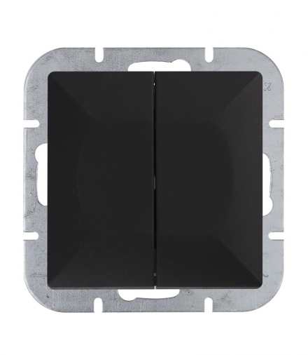 Perła Wyłącznik 2-klawiszowy instalacyjny p/t 10A, 250V, świecznikowy podświetlany WP-2P/S CZARNY MAT Abex 9001521