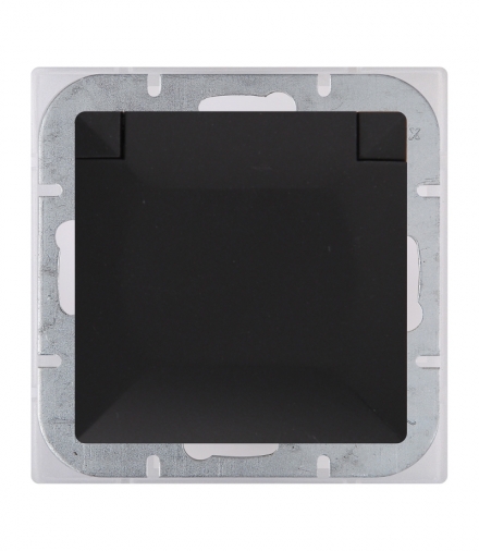 Perła Gniazdo wtyczkowe pojedyncze p/t 2p+Z 16A, 250V, bryzgoodporne z klapką w kolorze wyrobu (PH) SCHUKO PT-17PH CZARNY MAT Ab