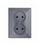 Perła Gniazdo wtyczkowe podwójne p/t 2x2p 16A, 250V KOMPLET PT-5P ANTRACYT Abex 9000180