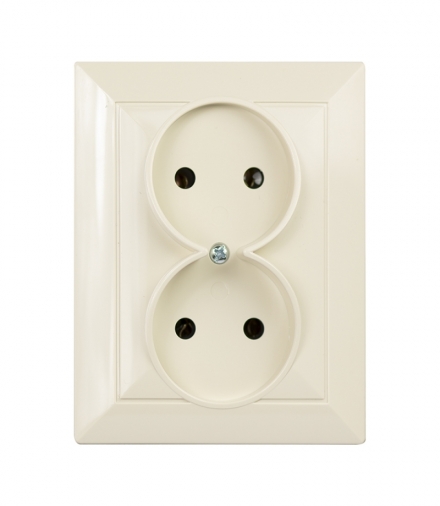 Perła Gniazdo wtyczkowe podwójne p/t 2x2p 16A, 250V KOMPLET PT-5P BEŻOWY Abex 9000174