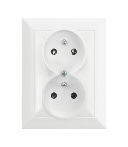 Perła Gniazdo podwójne p/t 2x2p+Z 16A, 250V KOMPLET PT-6PW BIAŁY Abex 9001653
