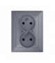 Perła Gniazdo podwójne p/t 2x2p+Z 16A, 250V KOMPLET PT-6PW ANTRACYT Abex 9002514