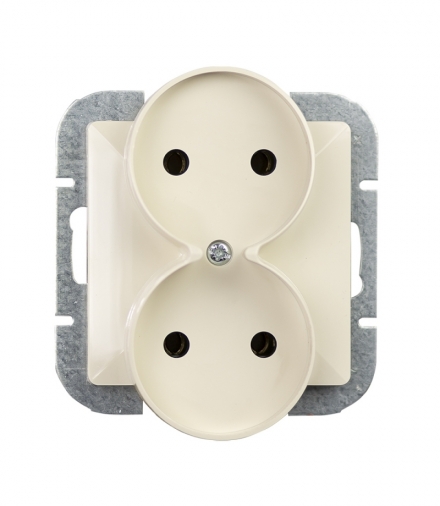 Perła Gniazdo wtyczkowe podwójne p/t 2x2p 16A, 250V DO SYSTEMU RAMKOWEGO PT-5P BEŻOWY Abex 9002143