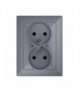 Perła Gniazdo wtyczkowe podwójne p/t 2x2p+Z 16A, 250V KOMPLET PT-6P ANTRACYT Abex 9000188