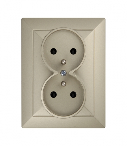 Perła Gniazdo wtyczkowe podwójne p/t 2x2p+Z 16A, 250V KOMPLET PT-6P SATYNA Abex 9000177