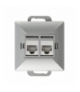 Perła Gniazdo RJ45 komputerowe podwójne nieekranowane 5Cat RJ45 - 6CAT/P2 SREBRNY Abex 9001487