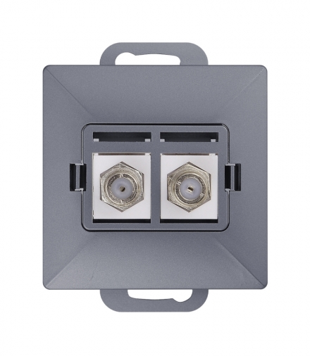 Perła Gniazdo tv podwójne typu F TV/F/F/P2 ANTRACYT Abex 9002025