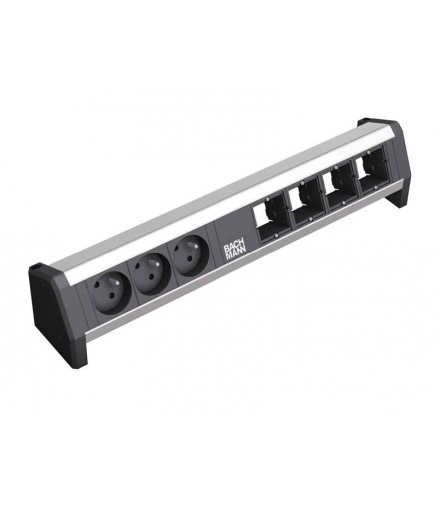 BACHMANN BM-902.004 DESK 1 - Listwa zasilająca: 1x pusty moduł + gniazda zasilania