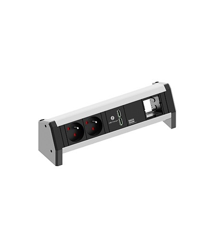 BACHMANN BM-902.004 DESK 1 - Listwa zasilająca: 1x pusty moduł + gniazda zasilania