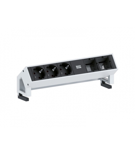 BACHMANN BM-902.204 DESK 2 BIAŁY - Listwa zasilająca: 1x pusty moduł + 3 gniazda zasilania