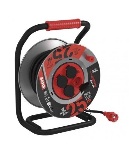 Przedłużacz bębnowy ogrodowy 25 m / 4 gn / czarny / guma-neopren / 230V / 1,5 mm2 EMOS P084254