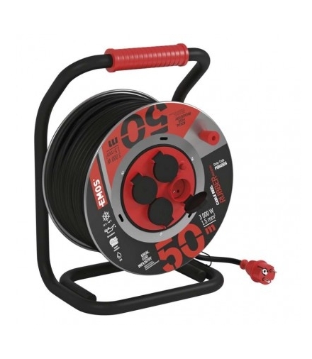 Przedłużacz bębnowy ogrodowy 50 m / 4 gn / czarny / guma-neopren / 230V / 1,5 mm2 EMOS P084504