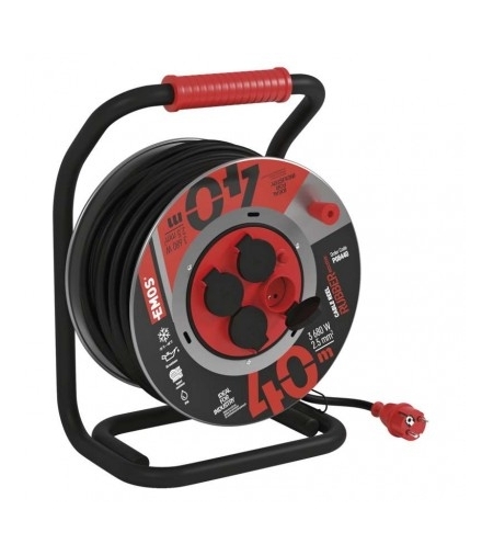 Przedłużacz bębnowy ogrodowy 40 m / 4 gn / czarny / guma-neopren / 230V / 2,5 mm2 EMOS P08440