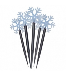 Dekoracja ogrodowa - 5 LED śnieżynki 35 cm, 3x AA, zimna biel, IP44, timer EMOS Lighting DCZC01
