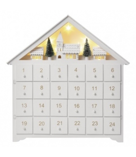 Dekoracje - 8 LED kalendarz adwentowy drewniany 35x30 cm, 2x AA ciepła biel, IP20, timer EMOS Lighting DCWW02