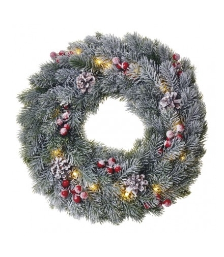 Dekoracje - 20 LED wianek 38 cm 2x AA, ciepła biel, IP20, timer EMOS Lighting DCTW06