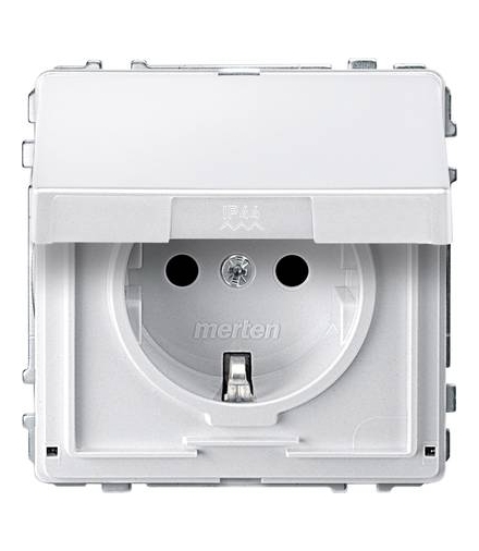Merten Gniazdo schuko z pokrywą biały, AQUADESIGN