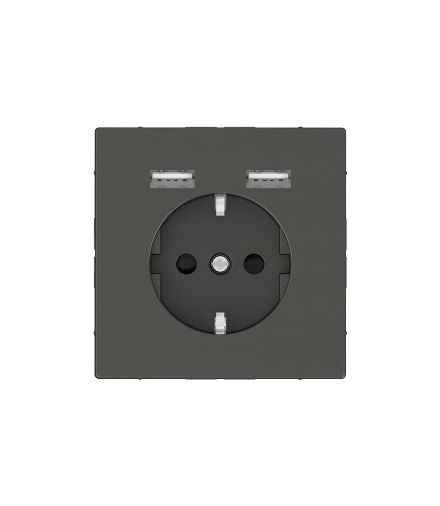 Merten Gn. schuko + 2xUSB 2,4A, antracytowy