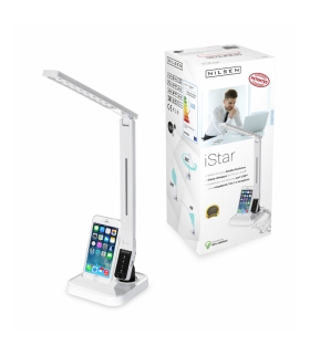 Wielofunkcyjna lampka biurkowa ze stacją dokującą do iPhone i iPod