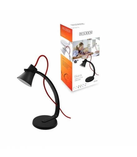 SKARA lampka biurkowa LED 3,2W czarna z czerwonym sznurem