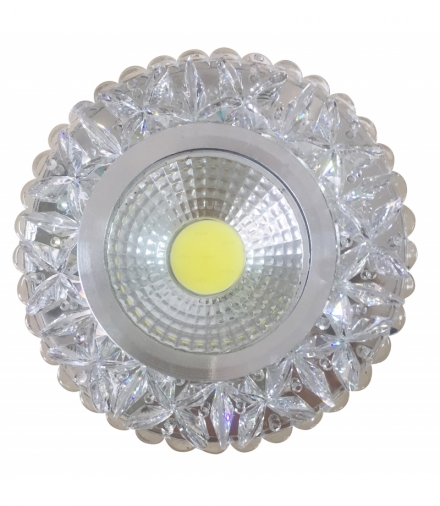 OPRAWA STROPOWA STAŁA OKRĄGŁA SAK-03 AL/TR 5W LED COB 230V SZKŁO AKRYLOWE BEZBAR Candellux 2240299