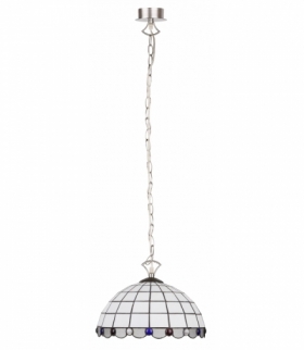 LAMPA WISZĄCA TIFFANY WHITE NIKIEL MAT 1X60W E27 Candellux 3479011-07