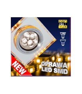 OPRAWA STROPOWA SS-22 CH/TR+AM GU10 50W+LED SMD 2,1W BURSZTYNOWY 230V CHROM STAŁ Candellux 2235226