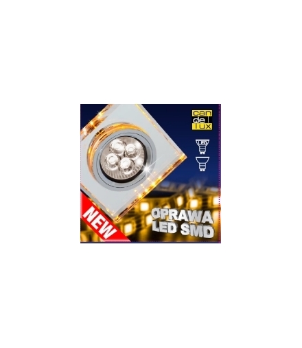 OPRAWA STROPOWA SS-22 CH/TR+AM GU10 50W+LED SMD 2,1W BURSZTYNOWY 230V CHROM STAŁ Candellux 2235226