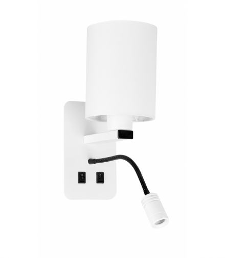 MAGNUM 3 LAMPA KINKIET PROSTOKĄTNY 1X40W E27+3W LED ABAŻUR OKRĄGŁY BIAŁY Candellux 21-75673