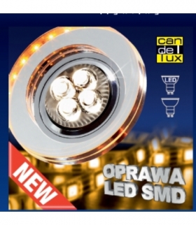 OPRAWA STROPOWA SS-23 CH/TR+AM GU10 50W+LED SMD 230V BURSZTYNOWY 2,1W CHROM STAŁ Candellux 2238234