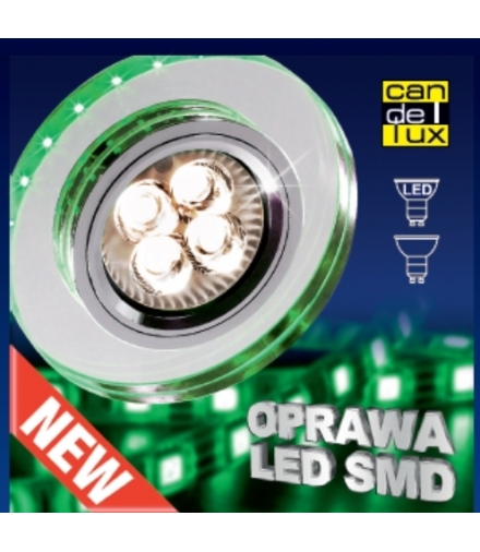 OPRAWA STROPOWA SS-23 CH/TR+GR GU10 50W+LED SMD 230V ZIELONY 2,1W CHROM STAŁA OK Candellux 2238265