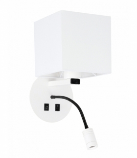 MAGNUM 1 LAMPA KINKIET OKRAGŁY 1X40W E27+3W LED ABAŻUR KWADRAT BIAŁY Candellux 21-75659