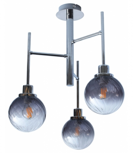 Lampa wisząca SEMIRA E-14 3x max. 4W chrom szkło dymne Rabalux 5003