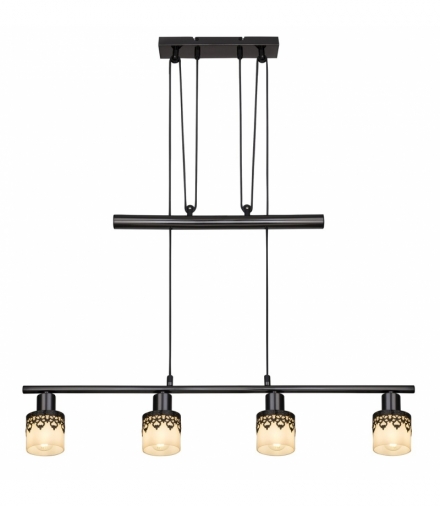 Lampa wisząca Lacey E14 4x max.40W czarny biały chrom Rabalux 5345