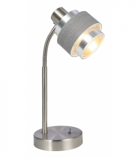 Lampka biurkowa Basil E14 1x max.10W chrom satyna srebrny dąb Rabalux 5384