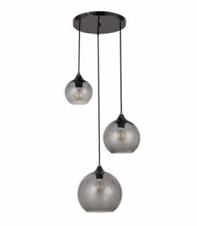 Lampa wisząca SEMIRA E-27 3x max. 40W czarny szkło dymne Rabalux 6439