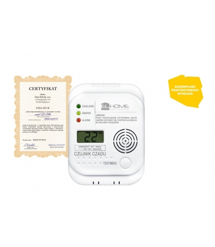 Czujnik TLENKU WĘGLA (czadu) El Home CD-77A4 - wyświetlacz LCD, termometr, bateryjny