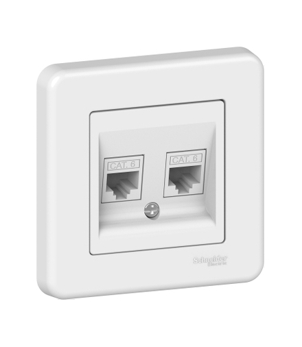 Leona Gniazdo komputerowe 2xRJ45 kat.6, biały Schneider LNA4800121