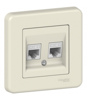Leona Gniazdo komputerowe 2xRJ45 kat.6, kremowy Schneider LNA4800123
