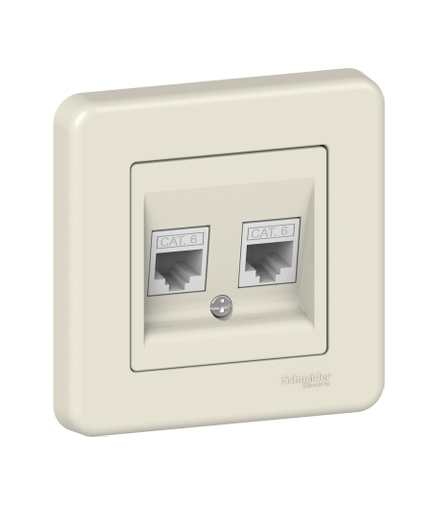 Leona Gniazdo komputerowe 2xRJ45 kat.6, kremowy Schneider LNA4800123