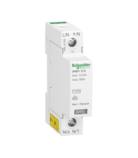 Ogranicznik przepięć iPRD1 12.5R-T12-1 1-biegunowy Typ1+Typ2 12,5 kA ze stykiem, A9L16182 Schneider Electric