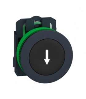 Harmony XB5 Przycisk zlicowany plastik czarny Ø30 samoczynny powrót oznaczony strzałka w dół 1 NO, XB5FA3351 Schneider Electric