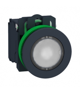 Harmony XB5 Przycisk podświetlany zlicowany plastik biały Ø30 zintegrowana dioda LED 110...120 V AC 1 NO + 1 NC, XB5FW31G5 Schne