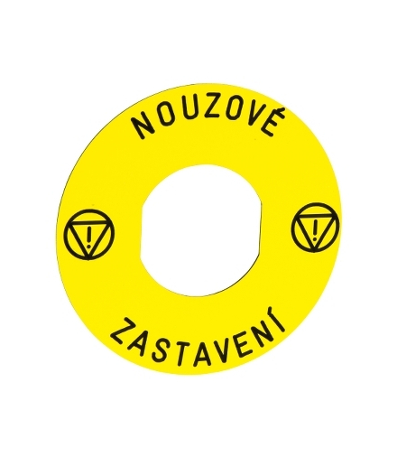 Harmony XB5 Okrągła etykieta, "NOUZOVE ZASTAVENI", 30 mm, 60 mm, Żółte tło, ZBY9T30 Schneider Electric