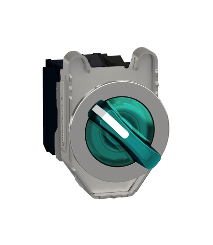 Harmony XB4 Przełącznik podświetlany zlicowany metal zielony Ø30 2 pozycyjny stabilny 24 V AC/DC 1 NO + 1 NC, XB4FK123B5 Schneid