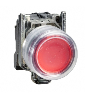 Harmony XB4 Przycisk okapturzony czerwony bez oznaczenia LED 22 24V metalowy, XB4BP483B5EX Schneider Electric