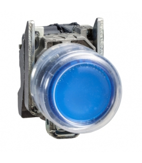 Harmony XB4 Przycisk okapturzony niebieski bez oznaczenia LED 22 24V metalowy, XB4BP683B5EX Schneider Electric