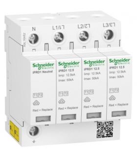 Ogranicznik przepięć iPRD1 12.5R-T12-3N 3+1-biegunowy Typ1+Typ2 12,5 kA ze stykiem, A9L16482 Schneider Electric