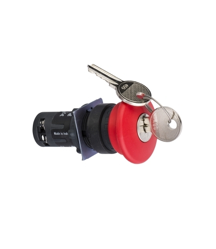 Harmony XB7 Głowica przycisku grzybkowego Ø 22 wyłączenie awaryjne, czerwony Ø 40 mm, odryglowany kluczem, 1 NO + 1 NC, XB7ES145